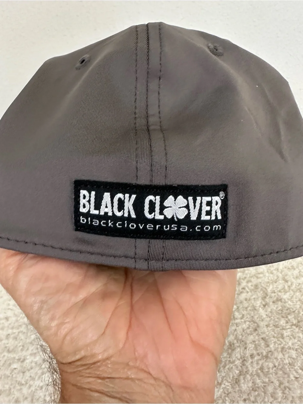 Women's Gray Baseball Cap with Black Four-Leaf Clover Accent